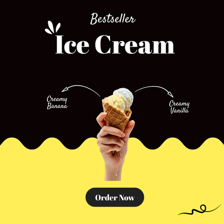 Waffle Cone with Sweet Ice Cream Instagram Design Template