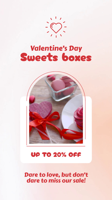 Designvorlage Valentine`s Day Confection Sale Offer with Roses für Instagram Video Story