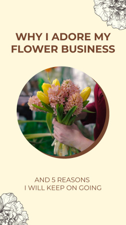 História inspiradora sobre o negócio de flores do proprietário Instagram Video Story Modelo de Design