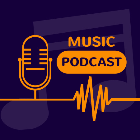 Platilla de diseño Music Podcast Announcement with Microphone Podcast Cover