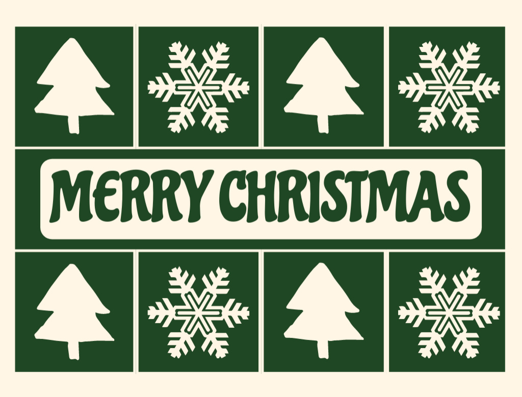 Ontwerpsjabloon van Postcard 4.2x5.5in van Christmas Greetings  with Illustrated Pattern