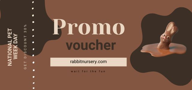 National Pet Week Voucher With Chocolate Rabbit Coupon Din Large – шаблон для дизайну