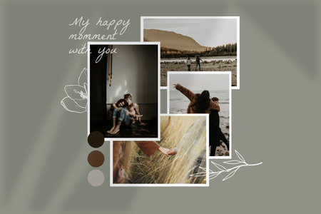 Photos of Happy Couple in Love  Mood Board Design Template