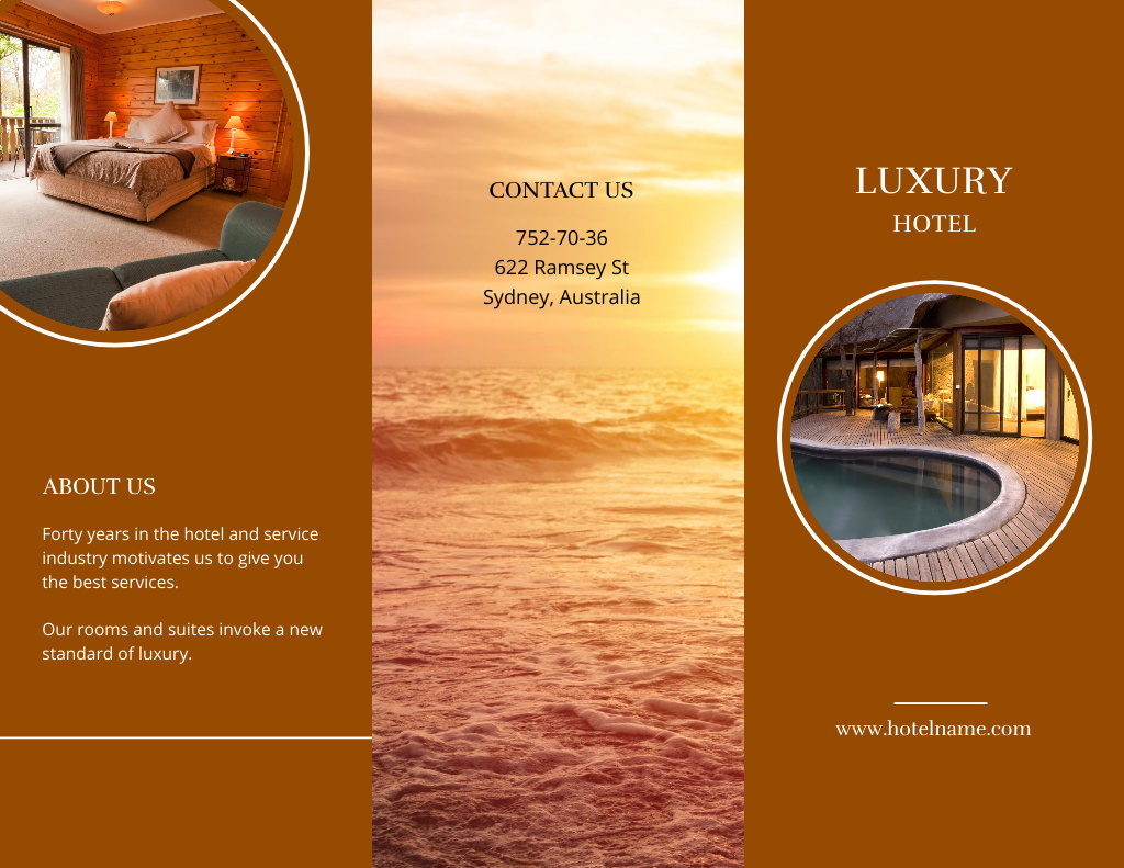 Luxury Hotel with Pool Brochure 8.5x11inデザインテンプレート