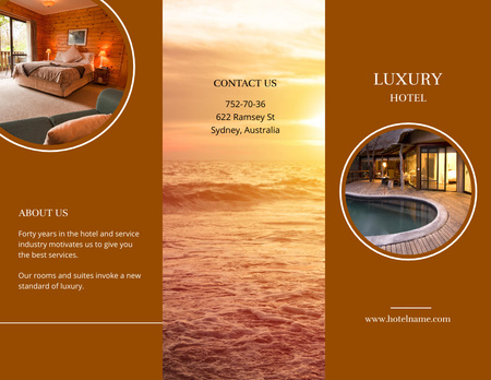 Plantilla de diseño de hotel de lujo con piscina Brochure 8.5x11in 