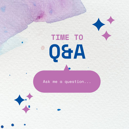 Designvorlage Q&A-Benachrichtigung mit Aquarellmuster für Instagram