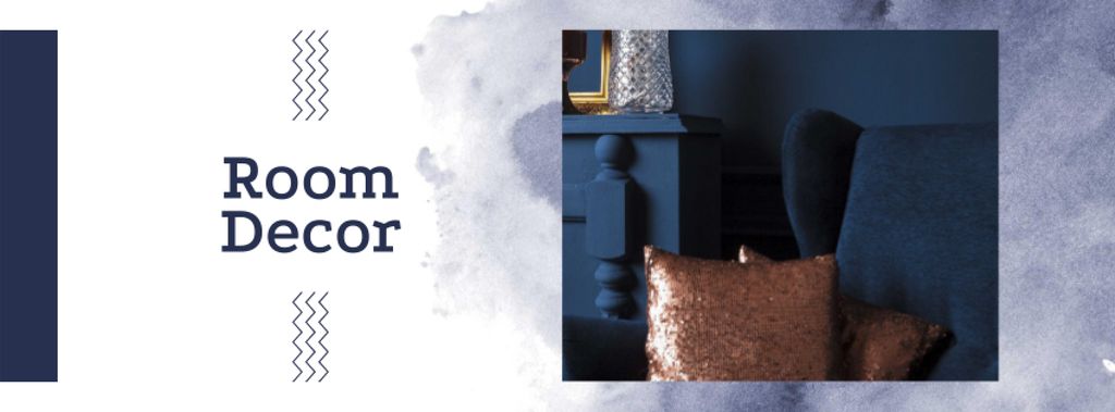 Designvorlage Room Decor Offer with Blue Armchair für Facebook cover