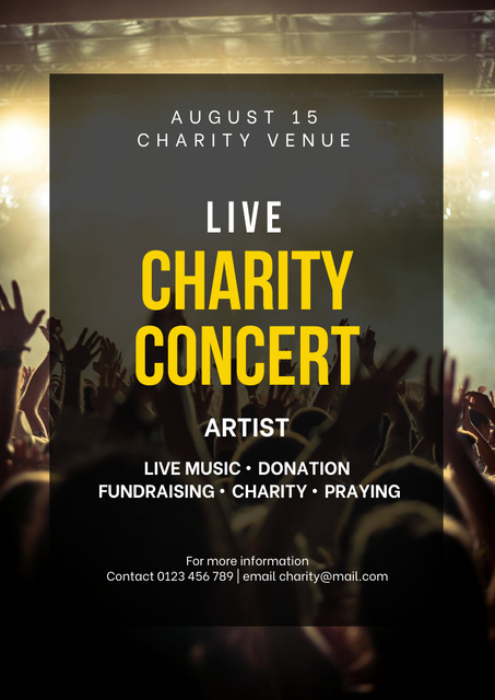  Charity Concert Announcement Poster A3 Design Template