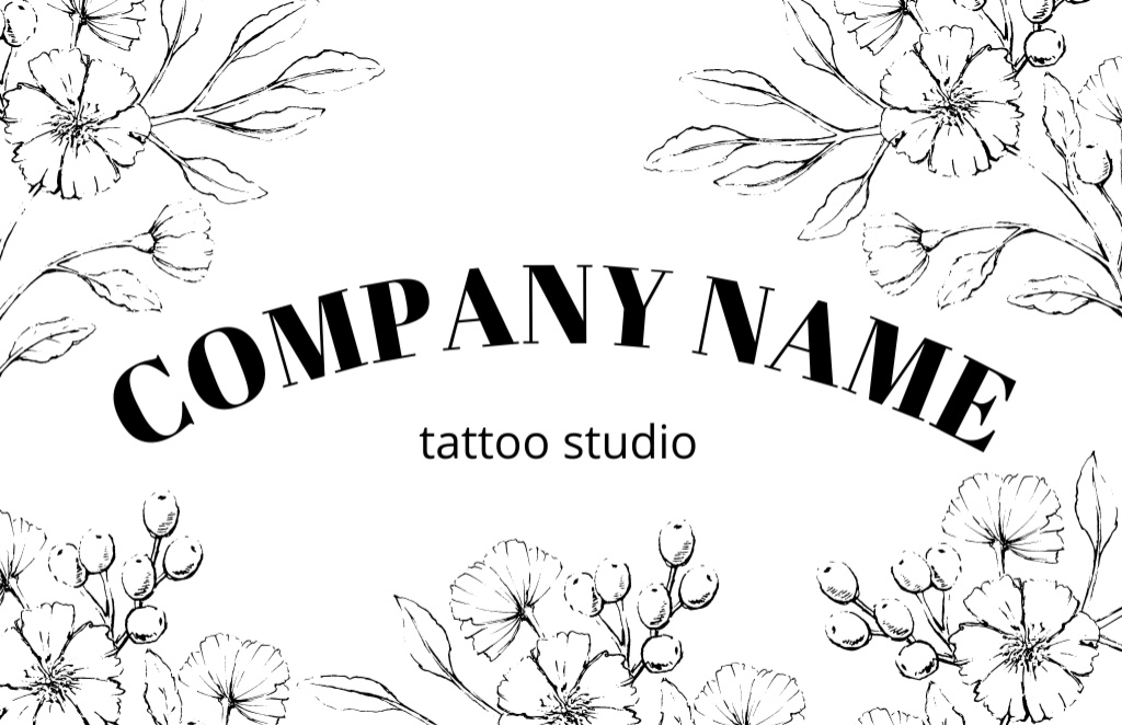 Designvorlage Beautiful Florals And Tattoo Studio Offer für Business Card 85x55mm
