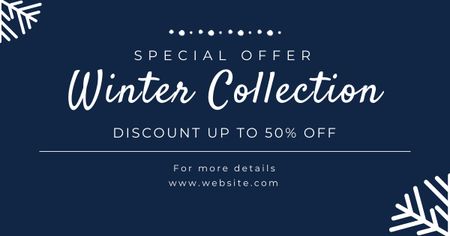 Plantilla de diseño de Oferta de descuento especial para toda la colección de invierno en azul Facebook AD 