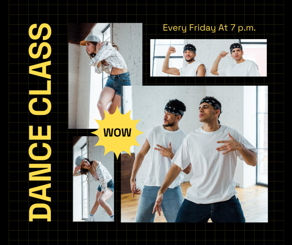 Young People in Studio on Dance Class Facebookデザインテンプレート