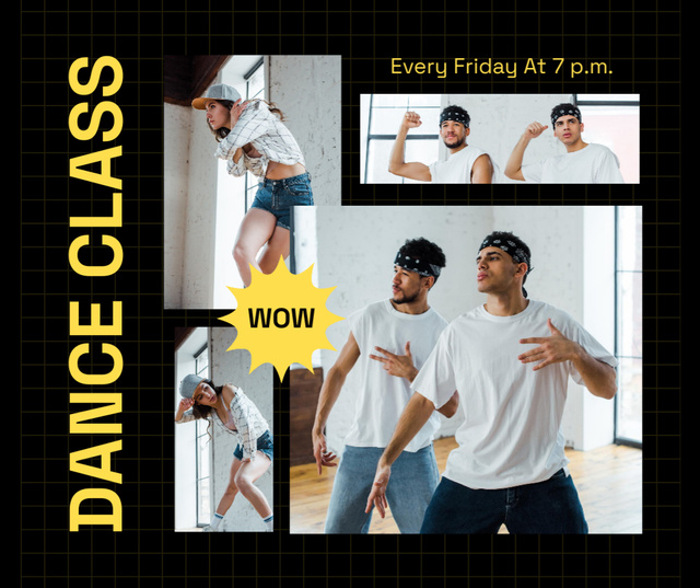 Young People in Studio on Dance Class Facebook tervezősablon