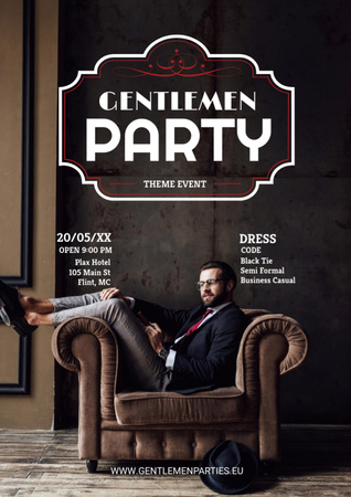 Gentlemen party invitation with Stylish Man Flyer A4 Design Template