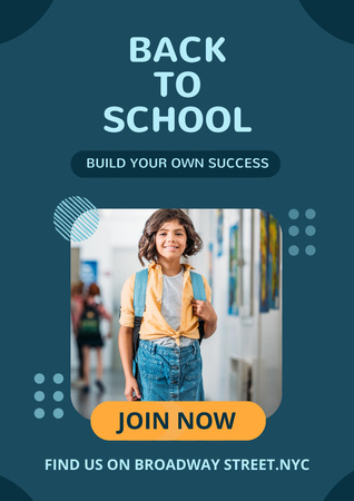 Back to School Announcement with Cute Girl Poster A3 Design Template