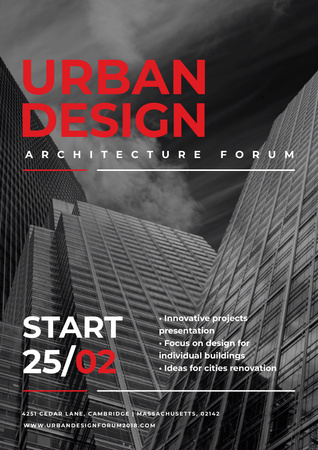 Ontwerpsjabloon van Poster A3 van Aankondiging van het Urban Design Architecture Forum