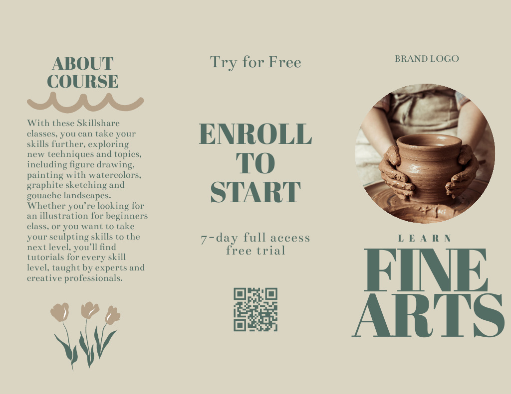 Szablon projektu Fine Pottery Course Offer Brochure 8.5x11in