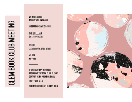 Template di design Riunione del club del libro con macchie di vernice Invitation 13.9x10.7cm Horizontal