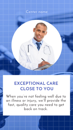 Plantilla de diseño de Medical Clinic Ad with Confident Young Medical Doctor Instagram Video Story 