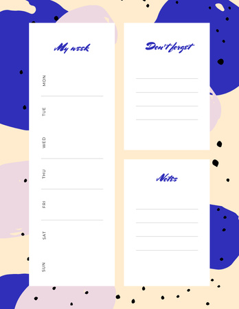 еженедельный план и примечания по абстрактному шаблону Notepad 8.5x11in – шаблон для дизайна