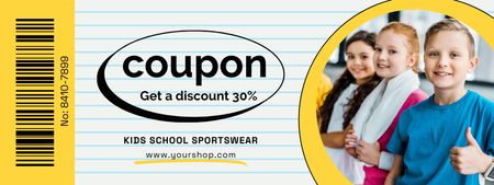 Back to School Sale with Cute Kids in Classroom Coupon Design Template