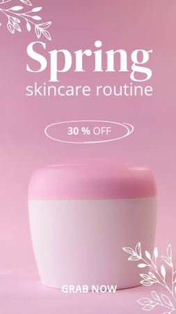 Skincare Cream With Discount In Pink Instagram Video Story Design Template