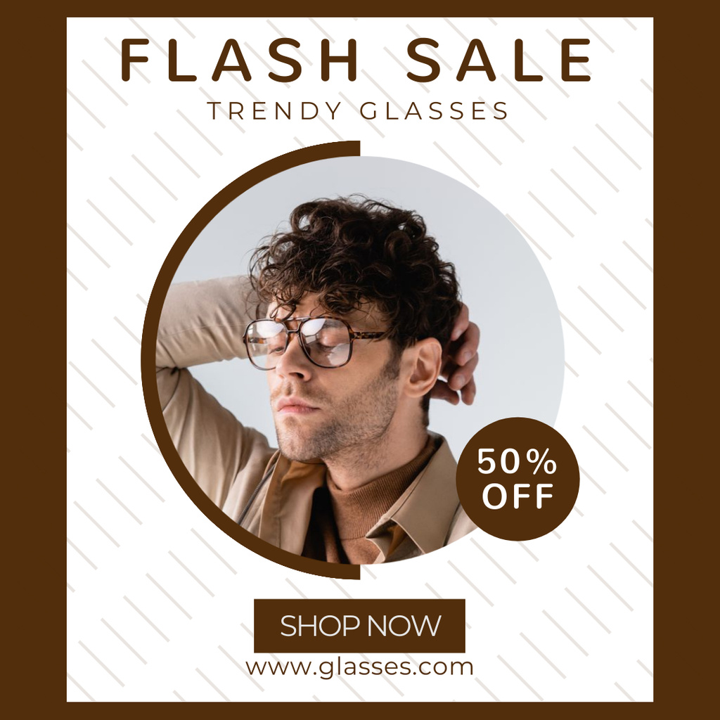 Trendy Glasses Sale with Stylish Man Instagram Šablona návrhu