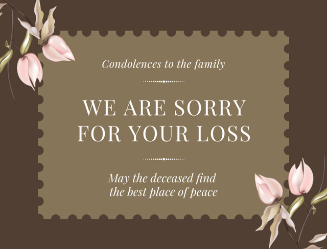 Heartfelt Sympathy Message with Flowers Postcard 4.2x5.5in Design Template