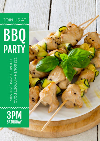 BBQ Party Grilled Chicken on Skewers Flayer Modelo de Design