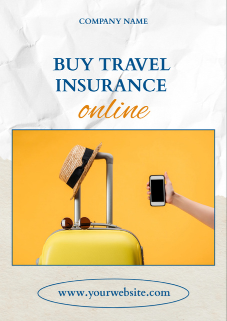Worldwide Travelers Insurance Offer In Yellow Flyer A6 – шаблон для дизайна