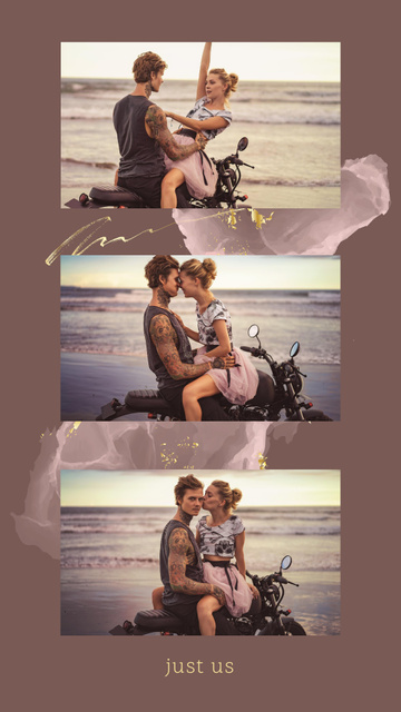 Designvorlage Loving Couple on Motorbike für Instagram Story