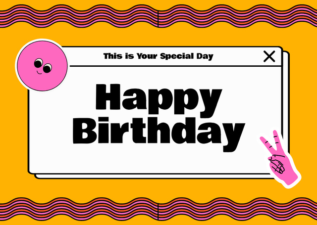 Birthday Wishes on Orange Card Design Template
