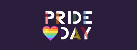 Pride Day Announcement with Rainbow Heart Facebook cover Design Template