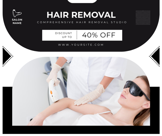 Ontwerpsjabloon van Facebook van Offer Discounts for Laser Hair Removal on Black