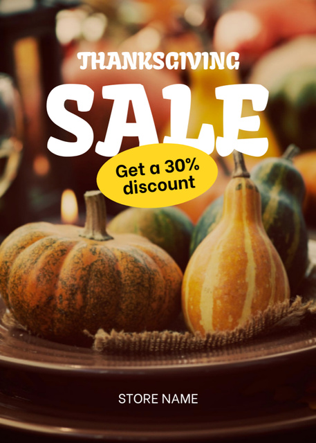 Healthy Pumpkins With Discount On Thanksgiving Flayer Tasarım Şablonu