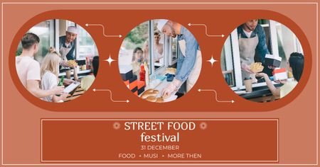 People eating on Street Food Festival Facebook AD Πρότυπο σχεδίασης