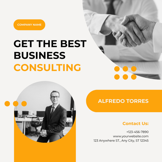 Offer of Best Business Consulting Services with Handshake LinkedIn post Modelo de Design
