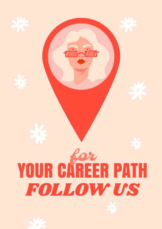 Template di design Vacancy Ad with Woman inside Map Mark Sign Poster A3