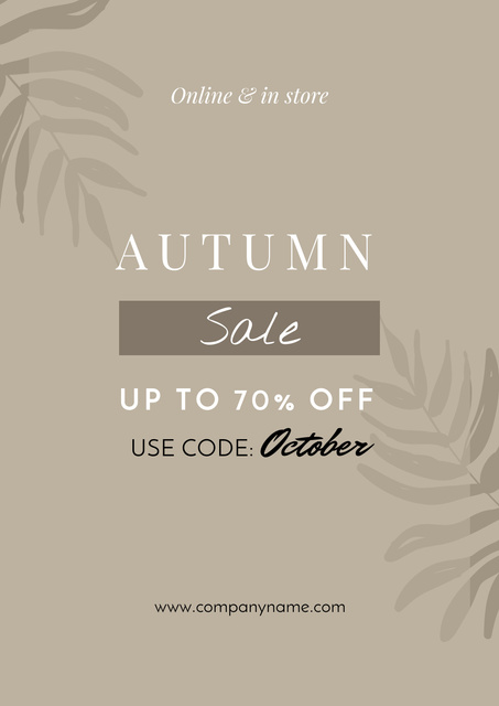 Autumn Sale announcement on Leaves Poster Tasarım Şablonu