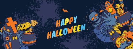 halloween pozdrav s prázdninovými atributy Facebook cover Šablona návrhu
