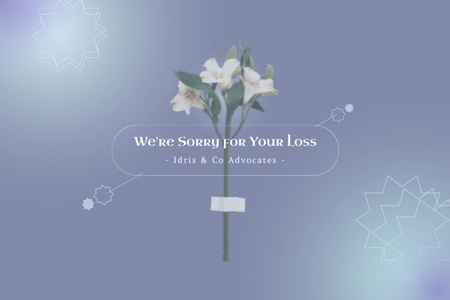 Deepest Condolence Message on Death With Flower Postcard 4x6in Design Template