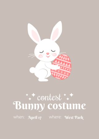 Easter Holiday with Cute Bunny Flayer Design Template