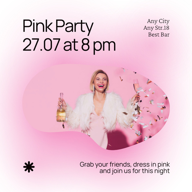 Pink Party Invitation Instagram AD Design Template