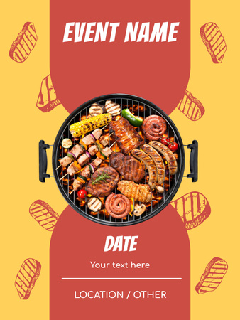 Event Announcement with Tasty Grilled Food Poster US Design Template