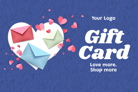 Ontwerpsjabloon van Gift Certificate van Aanbieding op Valentijnsdag met enveloppen
