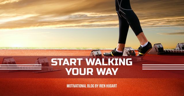 Sports motivation with sports woman Facebook AD Design Template