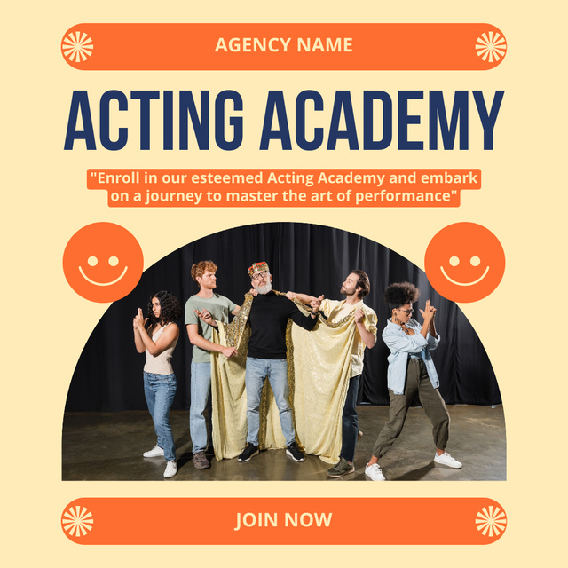 Advertising for Acting Academy with Actors on Stage Instagram AD Modelo de Design