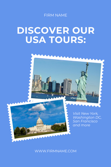 Designvorlage Enthusiastic City Tours In USA Ad With Attractions für Postcard 4x6in Vertical