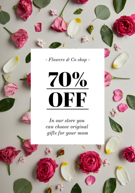 Mother's Day Holiday Sale with Fresh Flowers Poster 28x40in Design Template