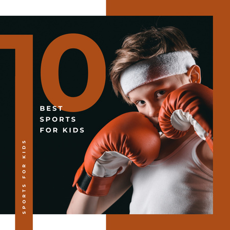 Kid in boxing gloves Instagram Design Template