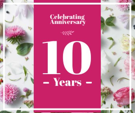 Ontwerpsjabloon van Medium Rectangle van celebrating anniversary poster with flowers